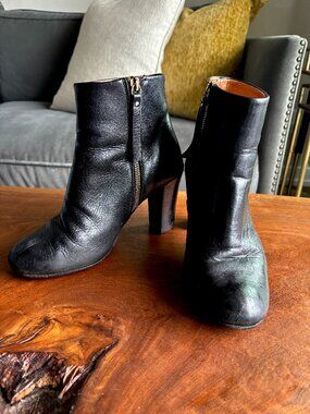 & Other Stories Black Leather Heeled Ankle Boots - Size 37 (US 6.5)
